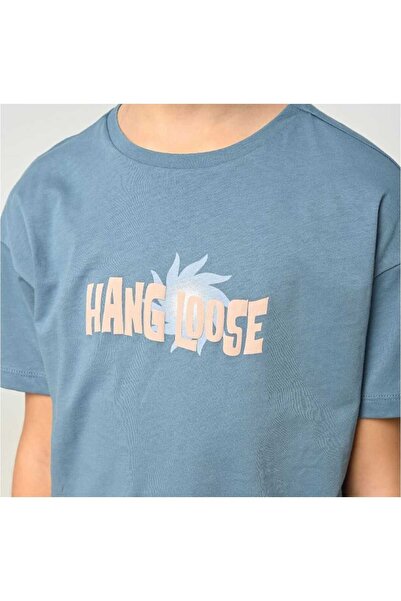 Çikoby Boy's T-Shirt and Cargo Pocket Shorts Set - Embossed Text Detail