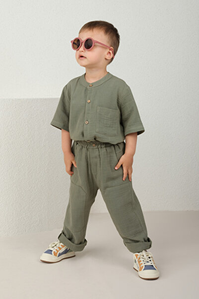 Mioma Kids Müslin Gömlek Koyu Çağla