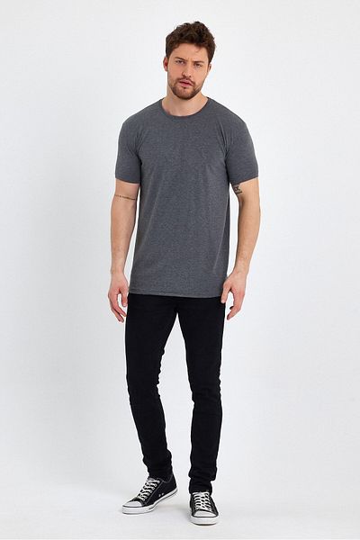 GENIUS STORE Ανδρικό T-shirt με λαιμόκοψη Basic γκρι