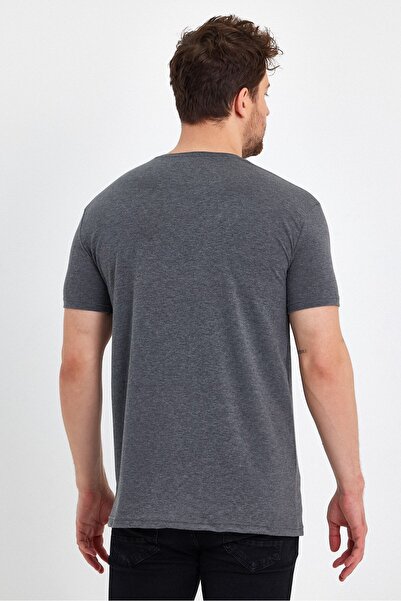 GENIUS STORE Ανδρικό T-shirt με λαιμόκοψη Basic γκρι