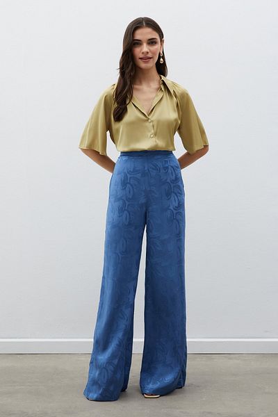 Sateen Pantaloni casual jacquard - INDIGO
