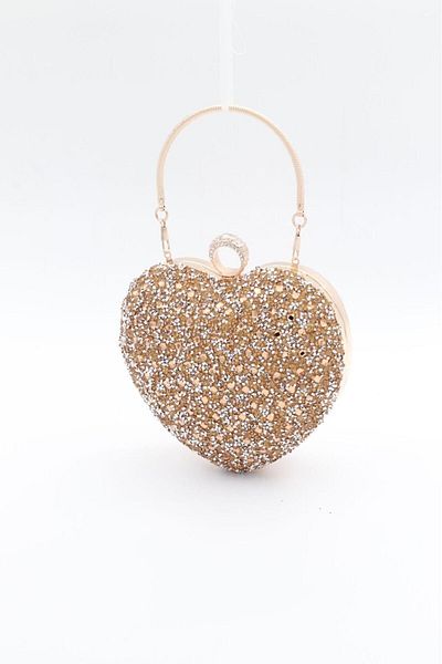 GP GUES POLO women's crystal GOLD heart evening bag