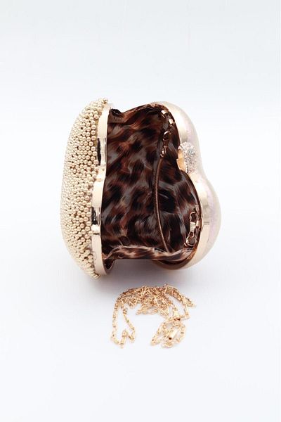 GP GUES POLO women's crystal GOLD heart evening bag
