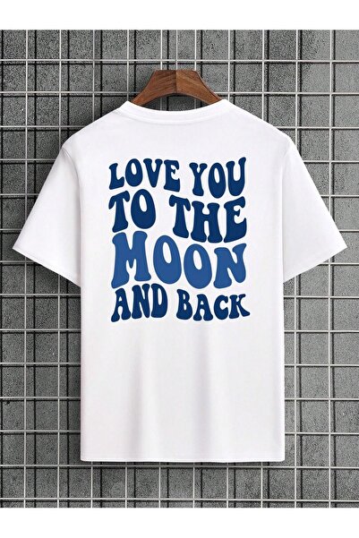 coolart Μπλουζάκι Love You Moon - Λευκό με στάμπα, Υπερμεγέθη Καλοκαιρινό Κον...