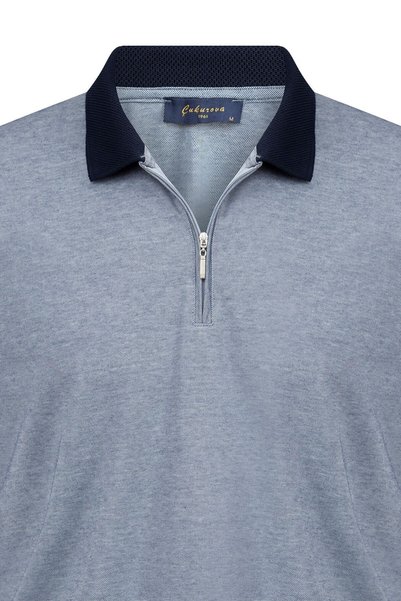 Çukurova Men's Zippered Mercerized Polo Collar Kagi T-Shirt