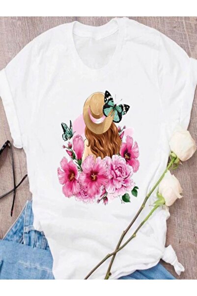 classy moda Tricou supradimensionat pentru bebeluși cu trandafiri albi imprim...