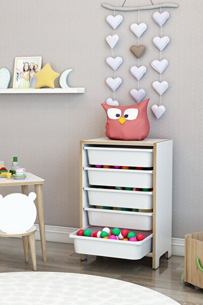 moniev 5 Sepetli Çok Amaçlı Oyuncak Dolabı Mdf