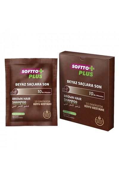 Softto Plus Brown Shampoo - 21 Ml, Dark Chestnut Disposable, Charms380