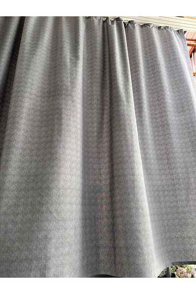 NİVEMESHOME Tarpaulin Gray Background Curtain - Balcony with Cornice and Laces