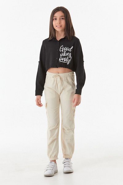 Fulla Moda Unisex Trousers with Elastic Waist Cargo Pockets