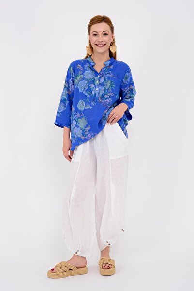 Park Moda 15455f-6 Πουκάμισο με λουλουδάτο σχέδιο με λεπτομέρεια τσέπης