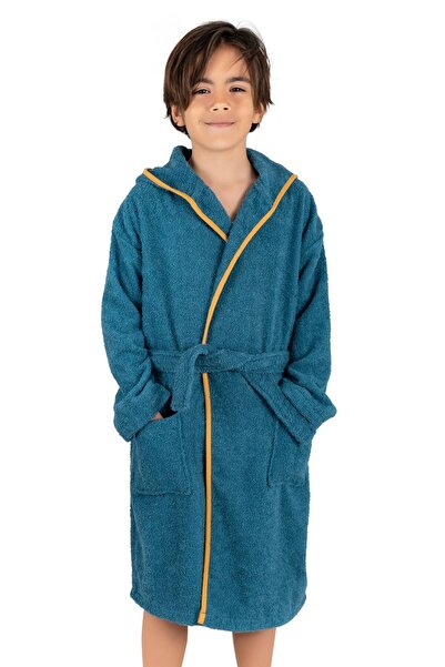 DM HOME COLLECTİON DM KAPŞONLU KIZ ERKEK ÇOÇUK BORNOZU - ASLAN DESENLİ