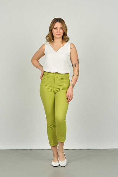 F&A Textile Women's Ankle Length Slim Fit Trousers 7410 Pistachio Green