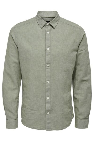 Only & Sons Ανδρικό λινό πουκάμισο Slim Fit Πράσινο 22012321