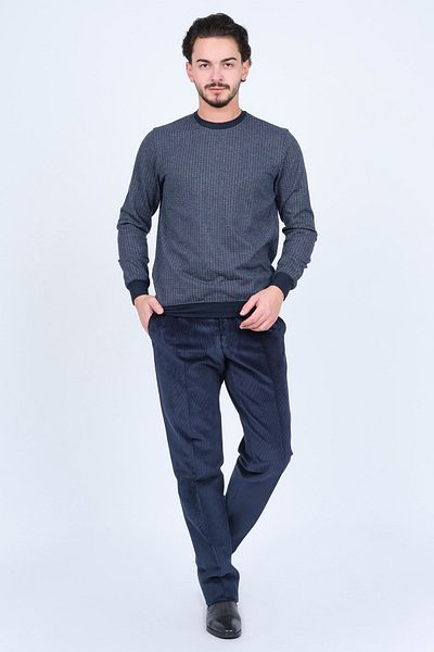 Raymons Men's Patterned Crew Neck Knitwear Sweat 6782270 Navy Blue