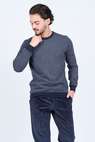Raymons Men's Patterned Crew Neck Knitwear Sweat 6782270 Navy Blue