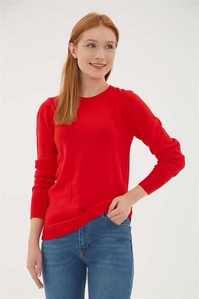 Fashion Friends Women's Crew Neck Sweater 23K0245K1 Red