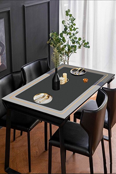 Else Halı Else Antrasit Gri Kalın Masa Örtüsü Koruyucusu Matı Yıkanabilir Kay...