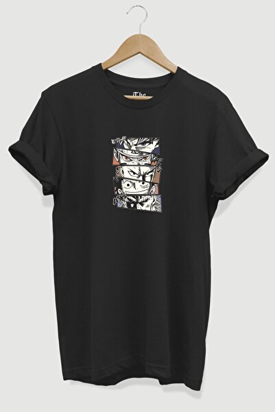 The Baski Crna unisex japanska anime majica Štampano kratkih rukava T-shirt