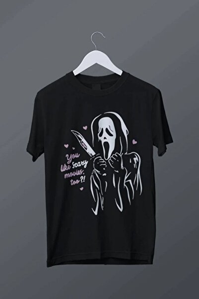 The Baski تي شيرت مطبوع عليه هل تحب أفلام الرعب باللون الأسود للجنسين