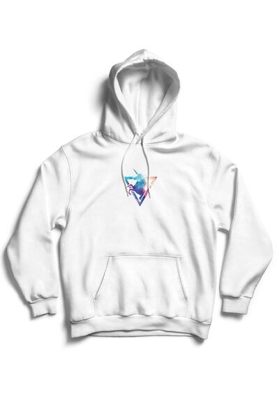 The Baski Unisex beli jednorog Štampano Kengur džep Sa kapuljačom 100% pamuk ...