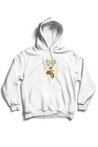The Baski Unisex White Scooter Printed Hooded χωρίς τσέπη 100% βαμβακερό κουκούλα με 3 κλωστές