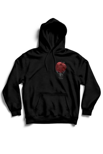 The Baski Hanorac premium unisex Black Death Note Ryuk imprimat cu buzunar cangur cu glugă