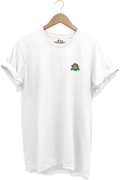 The Baski Unisex dizajn žabe od bijele gljive Štampano kratkih rukava T-shirt