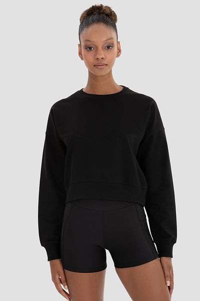 Superstacy Ena Oversize Black Crop Sweatshirt