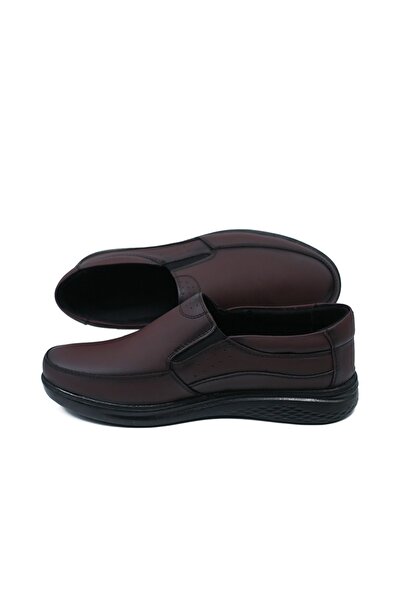 MAGIC SHOES Genuine Leather Claret Red Color Laceless Classic Seasonal Dad Shoes