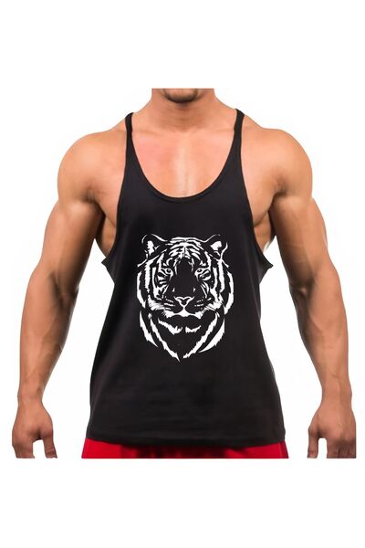 TREND ALİSSE Sports Tank - Tiger Printed Thin Strap String Tank Top