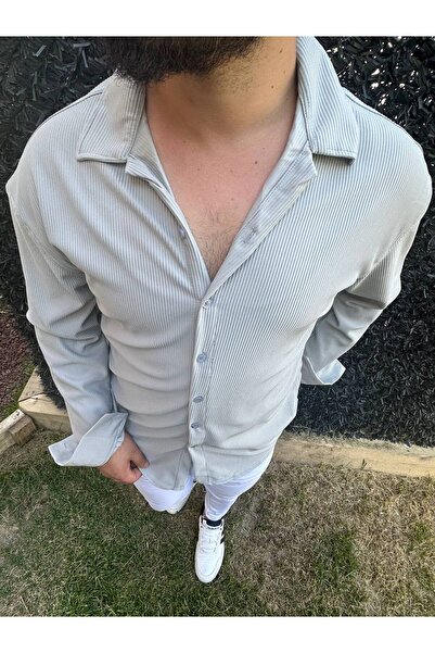 Men's Textured Ottoman Grey Shirt