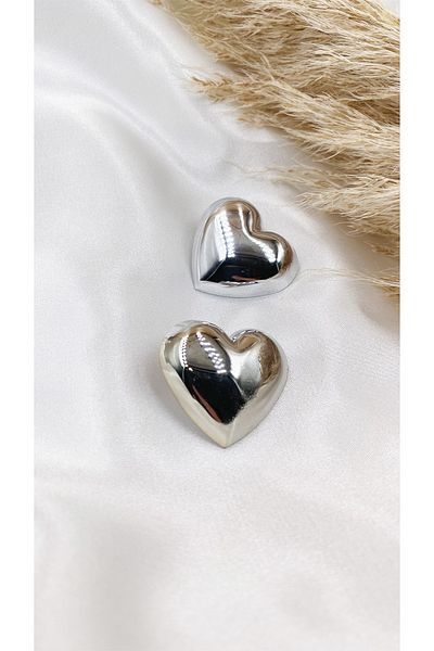 Eylülün Takısı Silver Colored Large Size Women's Earrings - Pinterest Heart Design