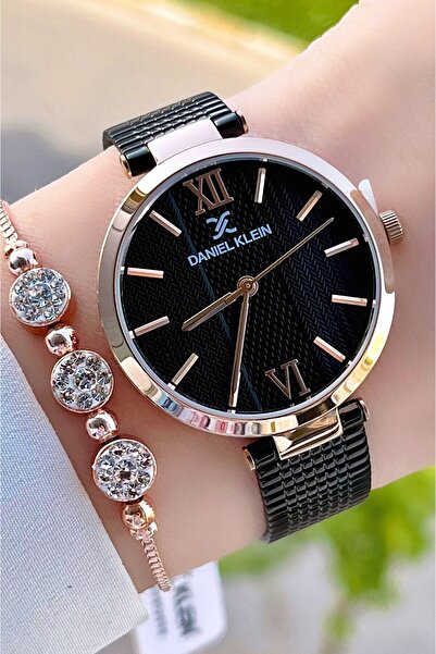 Daniel Klein Kordonu Siyah Kasası Bronz Renk 24 Ay Garantili Kadın Kol Saati Ve Bileklik