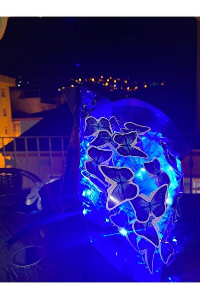 BuketBurada Led Işıklı Mavi Siyah Kelebek Buket