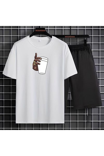 HOFFNUNG Full Short T-Shirt Shorts My Cup Printed Suit
