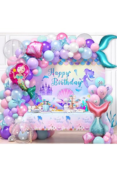 BKMC PARTY Küçük Denizkızı Doğum Günü Partisi Süslemeleri Kızlar için Pembe D...