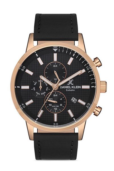 Daniel Klein Rosegold Black Dual Time Men's Wristwatch Suitable for Sports and Stylish Use