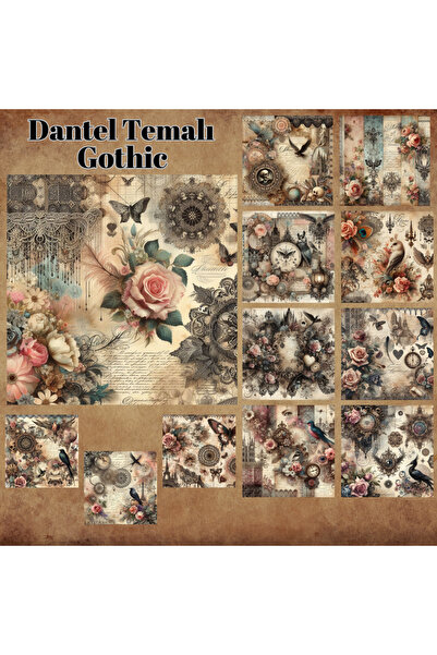 Pink Swan Craft Set de 12 autocolante pentru albume de însemnări gotice cu fa...