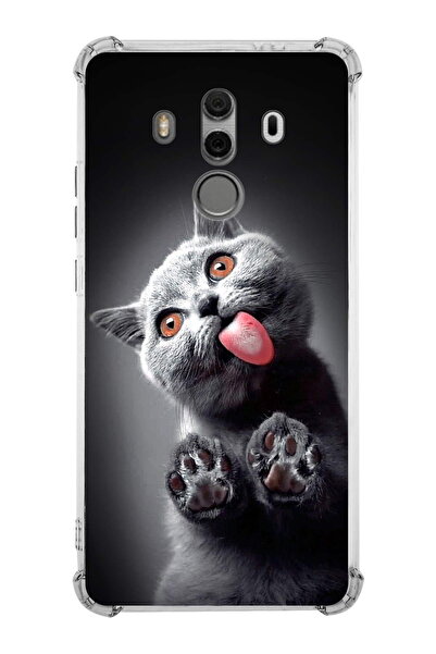 PrintiFy Huawei Mate 10 Pro Compatible Cat 2 Printed Transparent Anti-Shock C...