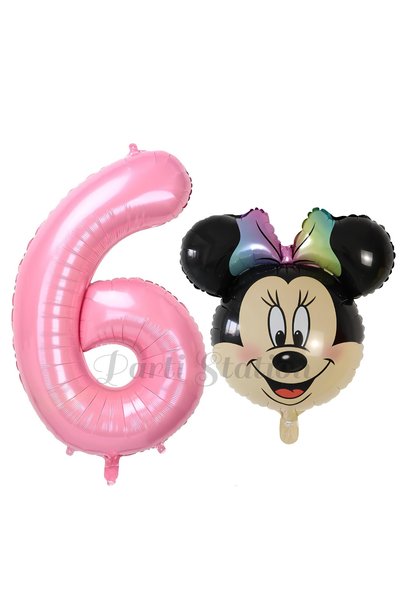 Parti Station 6 Year Old Minnie Mouse Balloon Set - Concept and Pink Figure