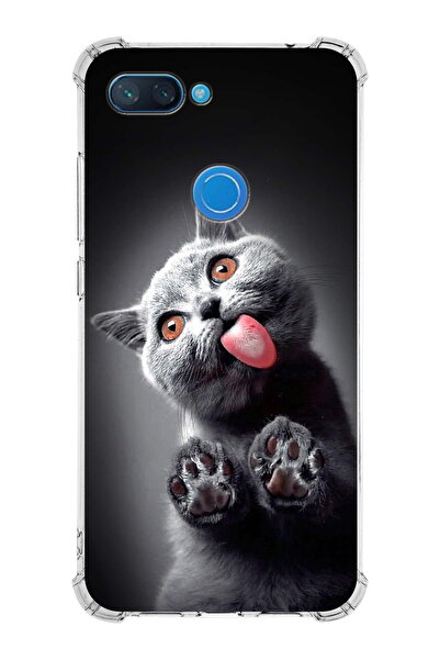 PrintiFy Xiaomi Mi 8 Lite Uyumlu Kedi 2 Baskılı Şeffaf Köşe Korumalı Antişok ...