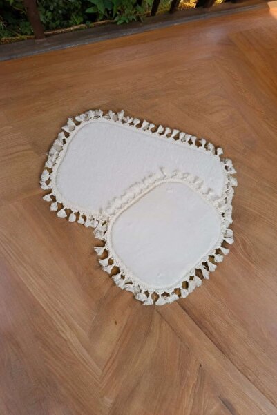 ALTUN CARPET 2 τμχ κραγιόν +6 χρώματα πατάκι μπάνιου βελούδινο αντιολισθητικό χαλί πομπόν με κρόσσια 60x100+50x60