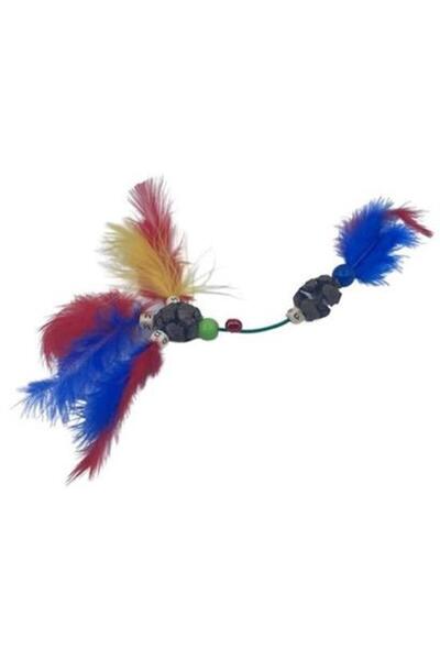 Roichil BUFFER® - Furry Cat Toy with Bell and Wooden Beads, Multicolored