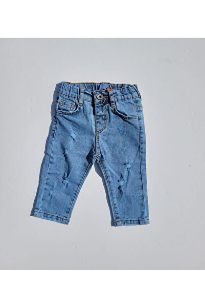 Çikoby Erkek Bebek Beli Lastikli Yırtık Detaylı Kot Pantolon