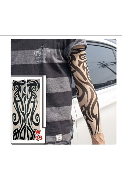 HelloBeautiful Giyilebilir Kol Çorabı Giyilir Kol Dövme Çizgisel Tasarımlar S...