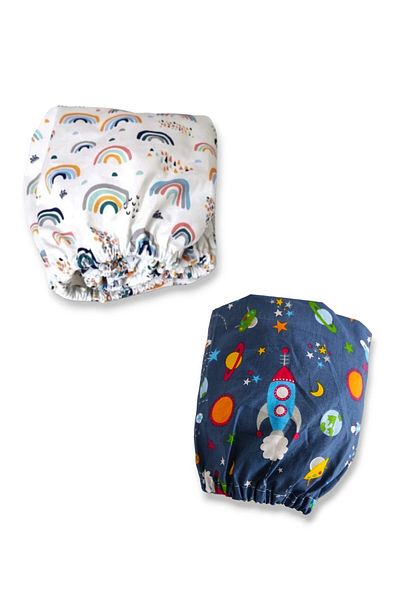 Bebek Özel شرشف أطفال مقاس 60x160 (2 قطعة) أزرق جالاكسي وقوس قزح