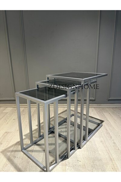 zdesignhome 3'lü Gümüş C Sehpa