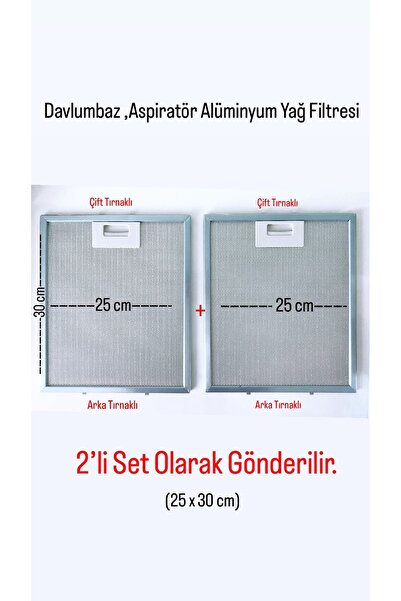 beratsogutma 25 x 30 CM Üst Alt Çift Tırnaklı Alüminyum Davlumbaz Filtresi 2'...