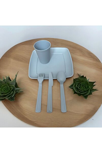 HOBBY LİFE 1 Kişilik 5 Parça Plastik Piknik Seti; Tabak, Bardak, Kaşık, Çatal...